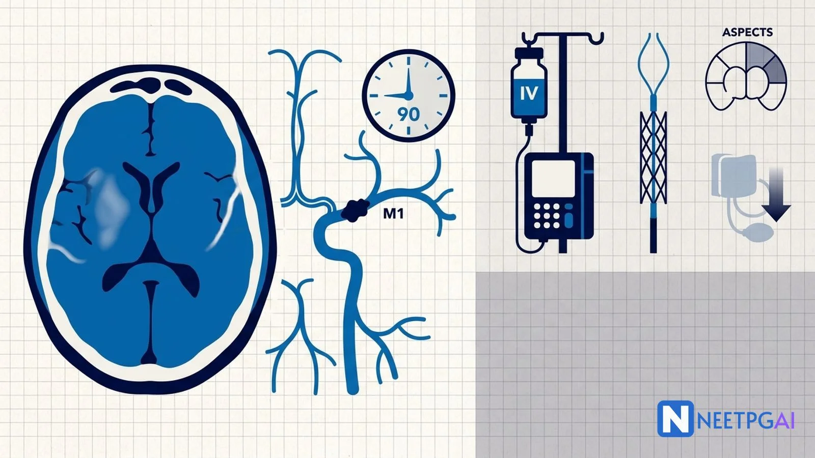 Clinical Case: 68-Year-Old with Acute Right Hemiparesis and Aphasia at 90 Minutes — Stroke Recognition, tPA Window, and Thrombectomy for NEET PG
