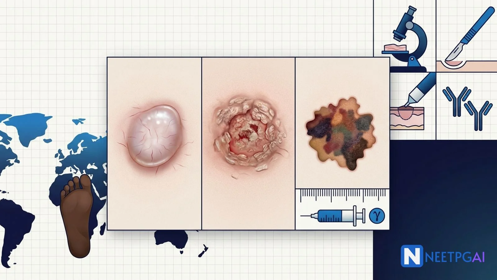 Skin Cancer — Melanoma, SCC and BCC for NEET PG 2027 Dermatology