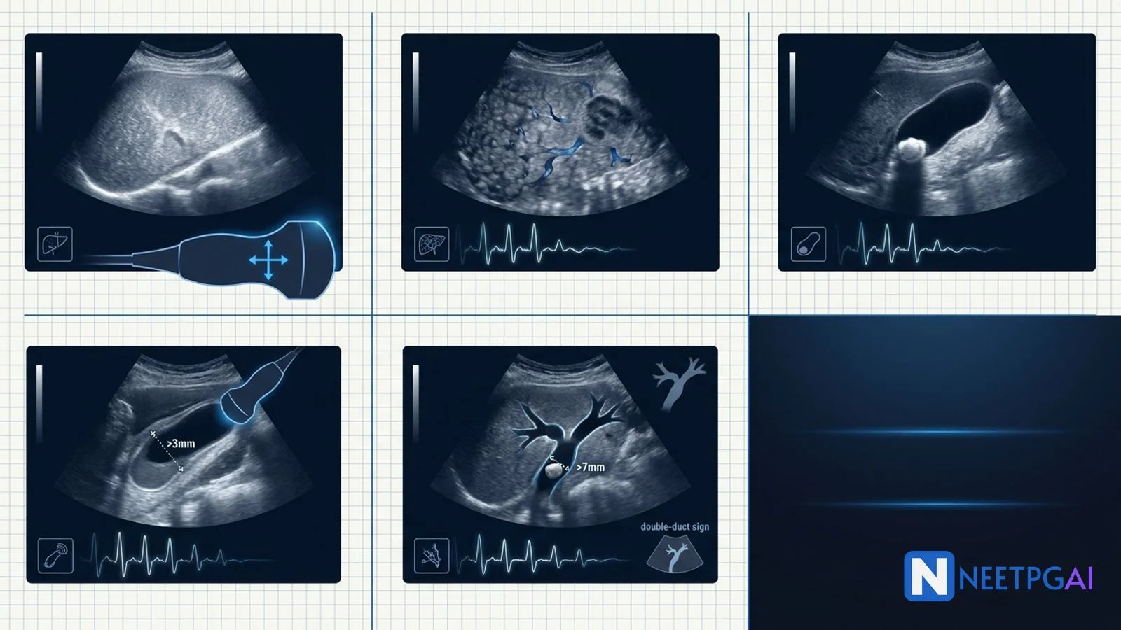 Image MCQ: Abdominal Ultrasound of Liver and Gallbladder for NEET PG (Fatty Liver, HCC, Cholelithiasis, Acute Cholecystitis, CBD Stone)