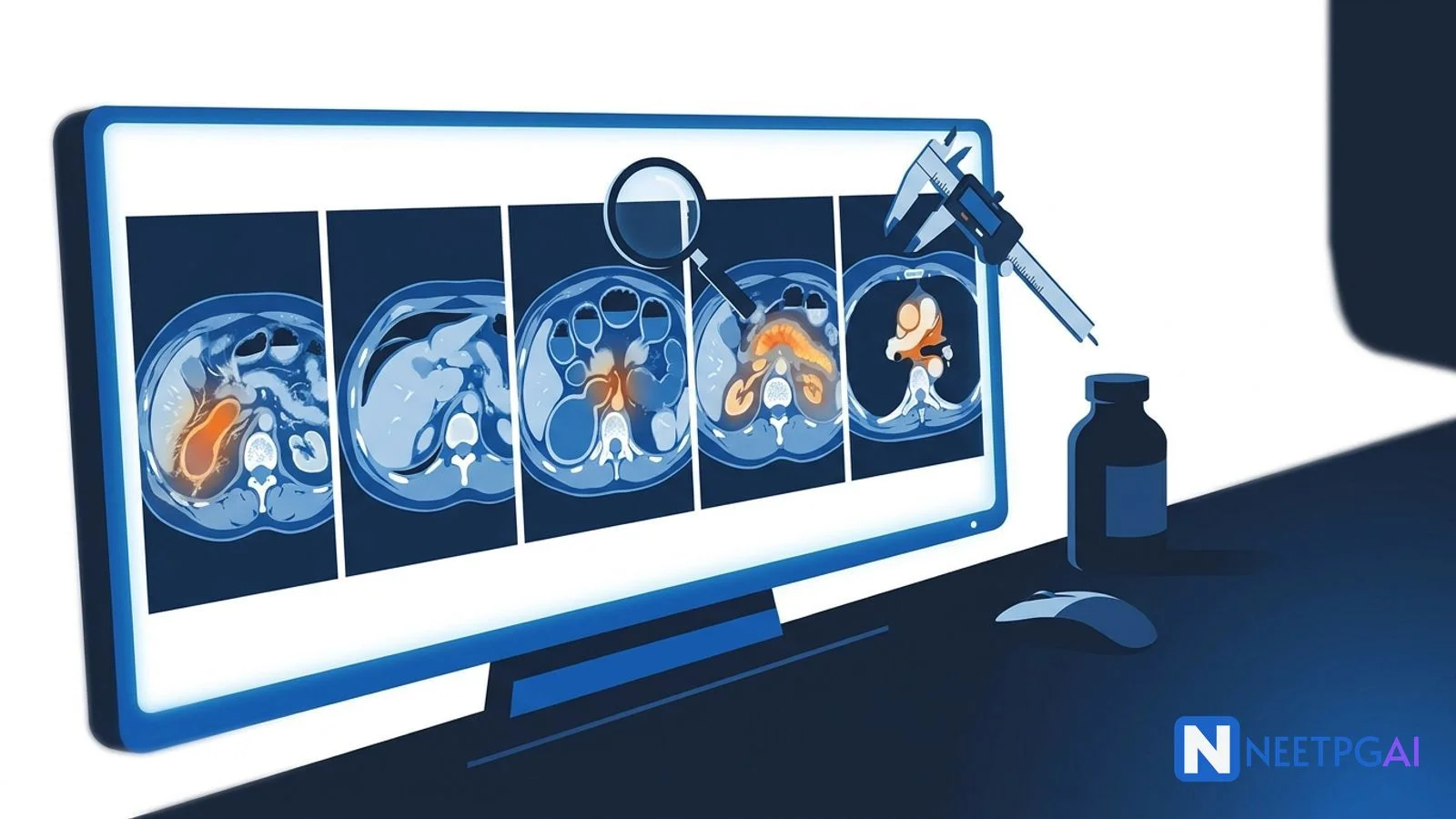 Image MCQ: CT Abdomen Acute Conditions for NEET PG (Appendicitis, Perforation, SBO, Pancreatitis, Aortic Dissection)