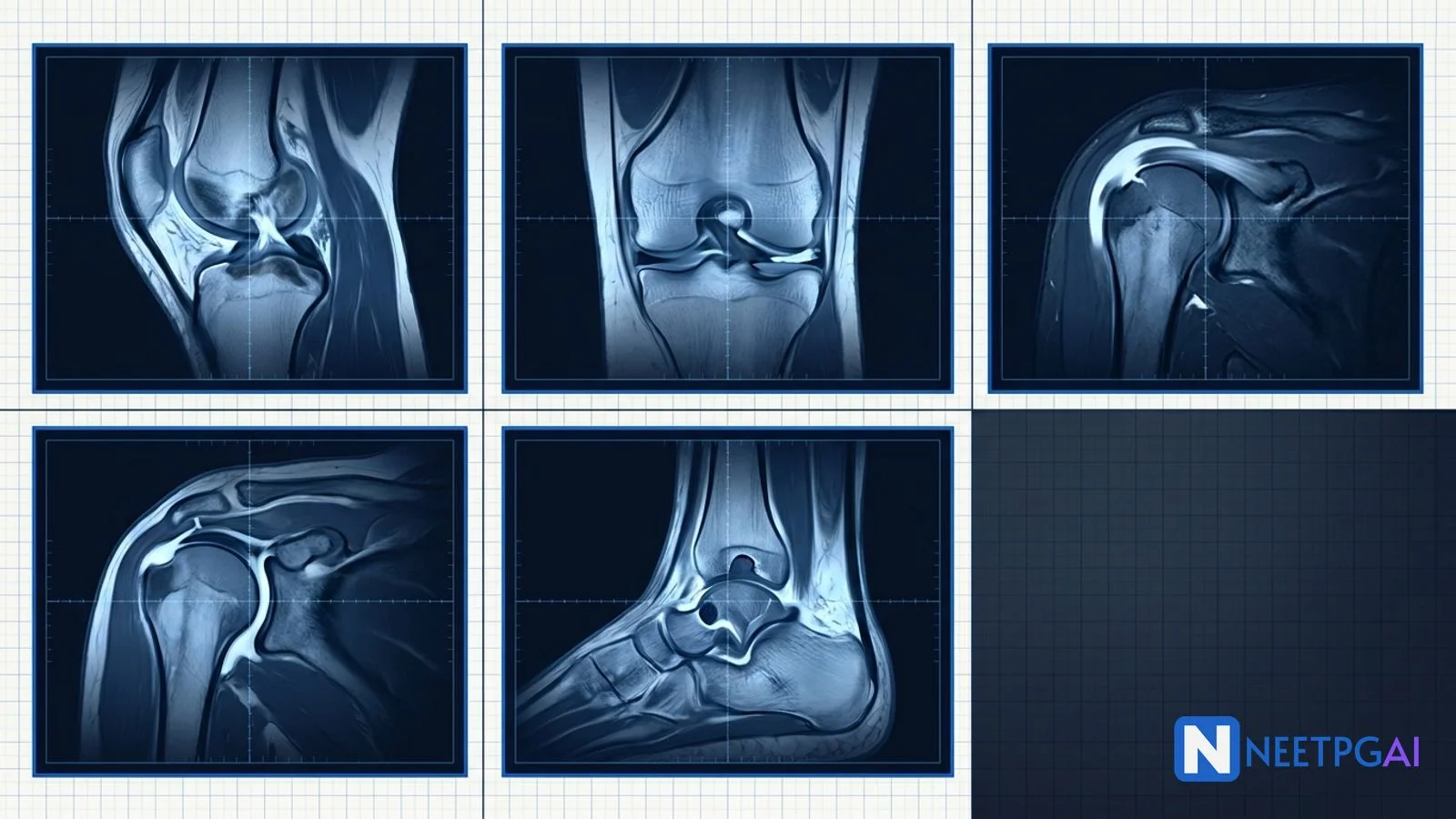 Image MCQ: Orthopedic MRI — Knee, Shoulder and Ankle for NEET PG (ACL Tear, Bucket-Handle Meniscus, Rotator Cuff, SLAP, Talar OCD)