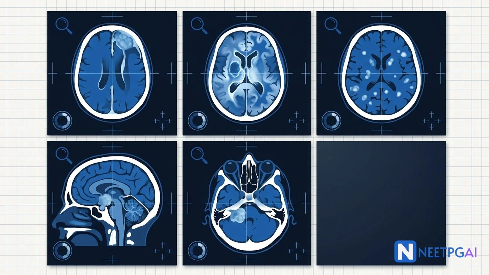 Image MCQ: CT Brain Tumors for NEET PG (Meningioma, GBM, Metastases, Pituitary, Acoustic Neuroma)