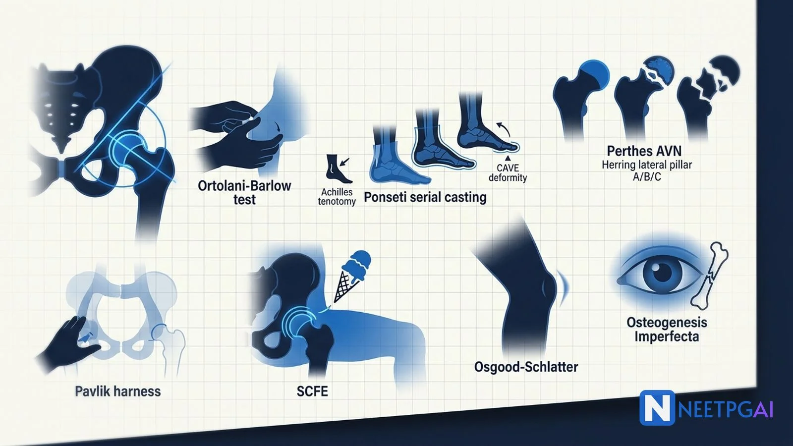 Pediatric Orthopedics — DDH, Club Foot, Perthes, SCFE NEET PG 2026