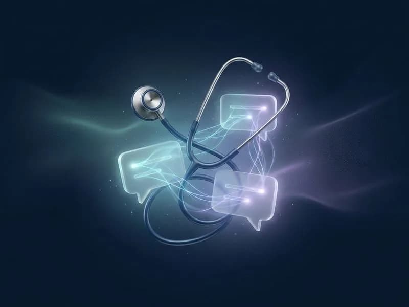 Stethoscope merged with chat bubbles, representing the AI Tutor